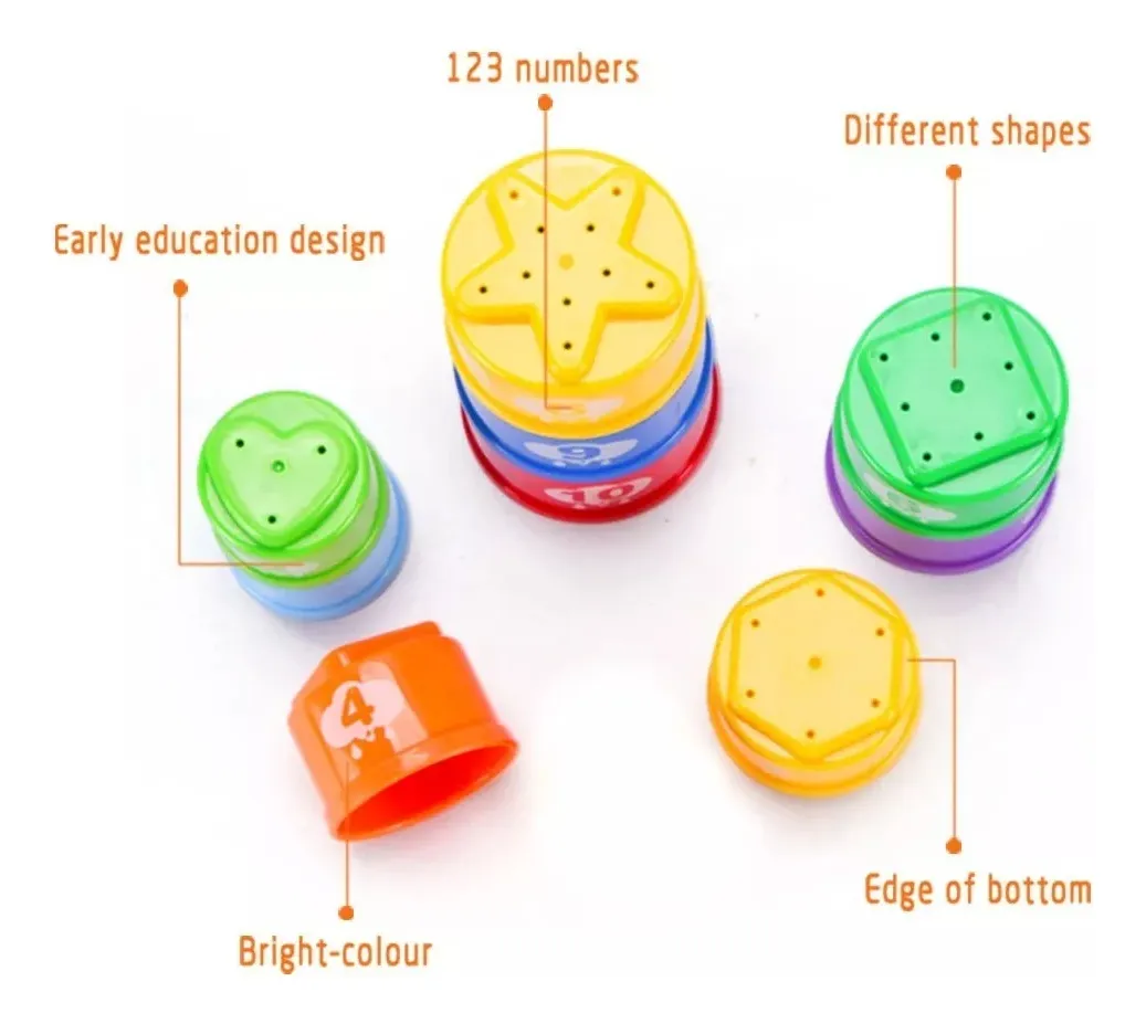 Foto 5 pulgar | 10 Pcs Tazas Apilables Xtellar  Juguete Montessori Educación Temprana