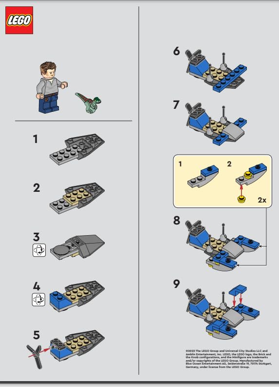 Foto 5 | Minifigura Lego Jurassic World Owen Con Swamp Speeder Y Raptor - Venta Internacional.
