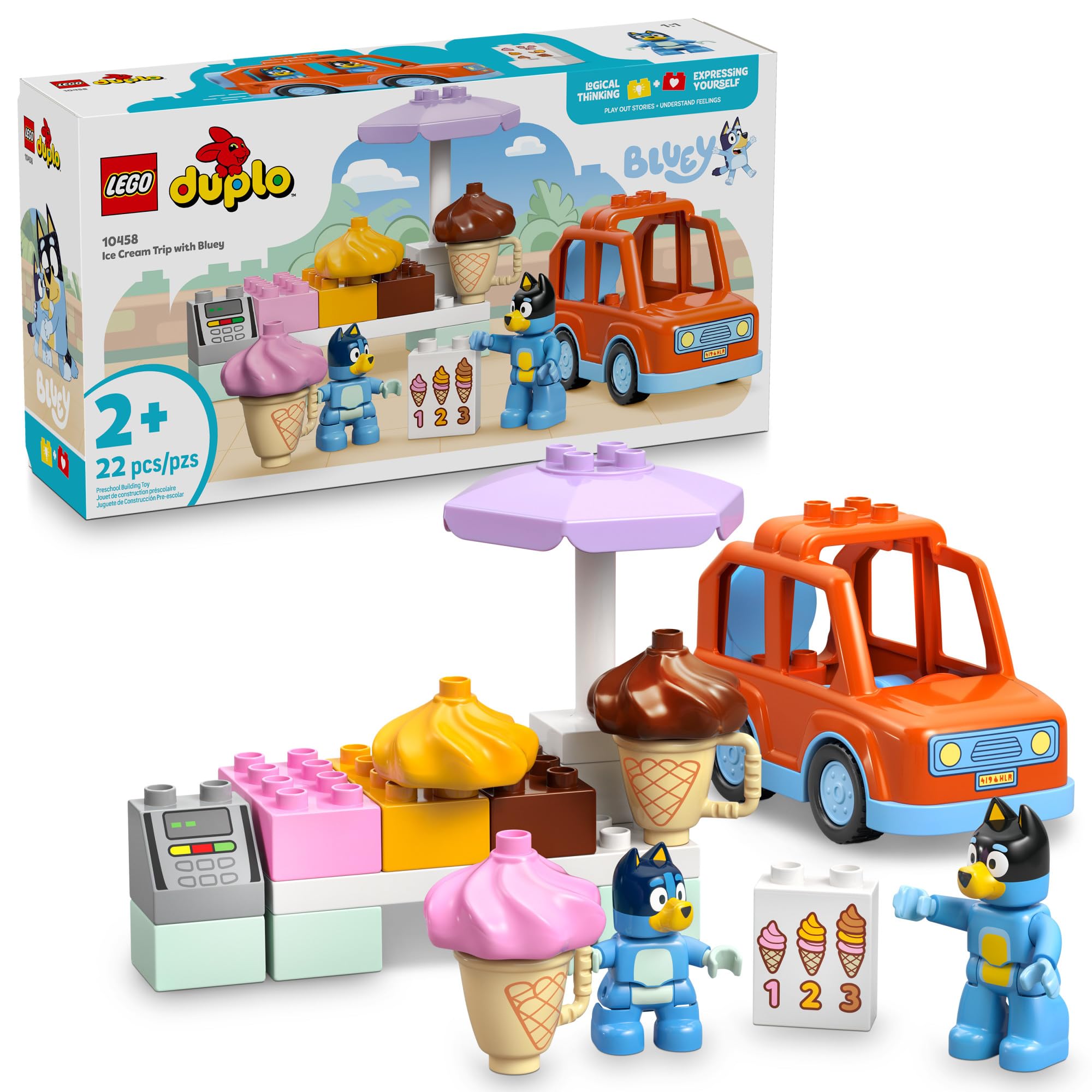 Foto 1 | Ice Cream Trip De Juguete Lego Duplo Bluey Con Figura De Bluey De Más De 2 Años - Venta Internacional.