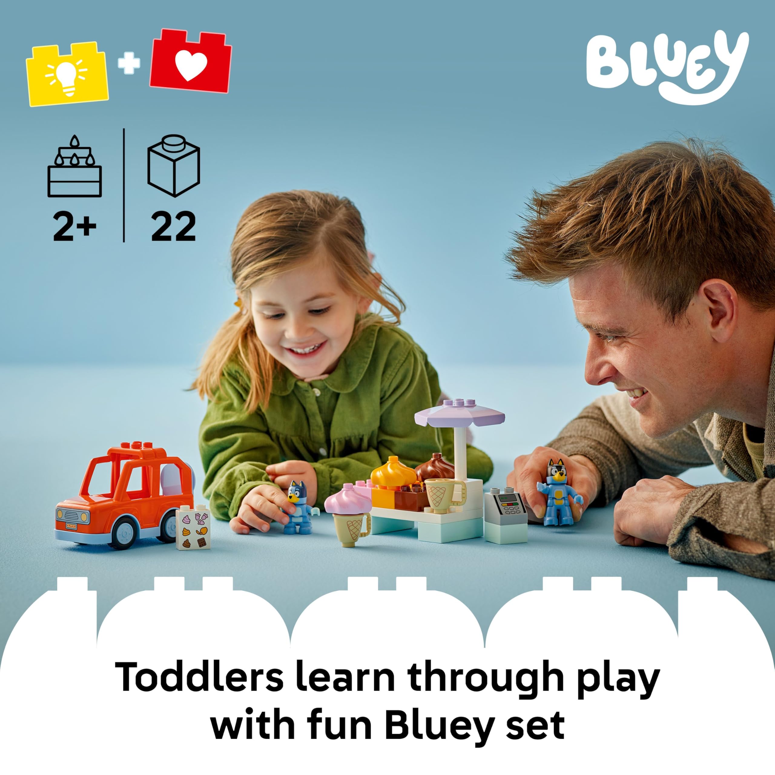 Foto 2 | Ice Cream Trip De Juguete Lego Duplo Bluey Con Figura De Bluey De Más De 2 Años - Venta Internacional.