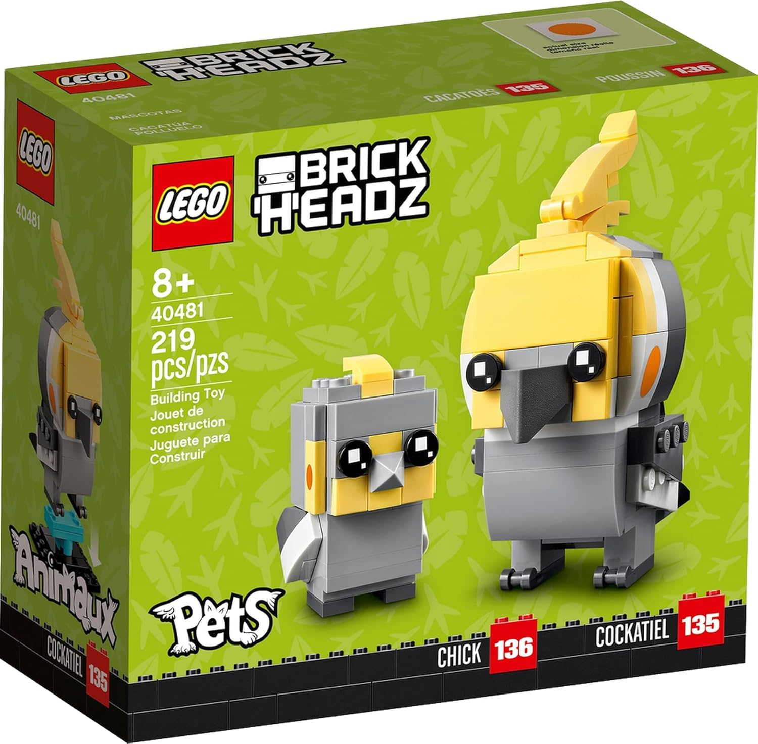 Foto 2 pulgar | Juguete Lego Brickheadz Pets Cockatiel 40481 Bird 219 Piezas - Venta Internacional.