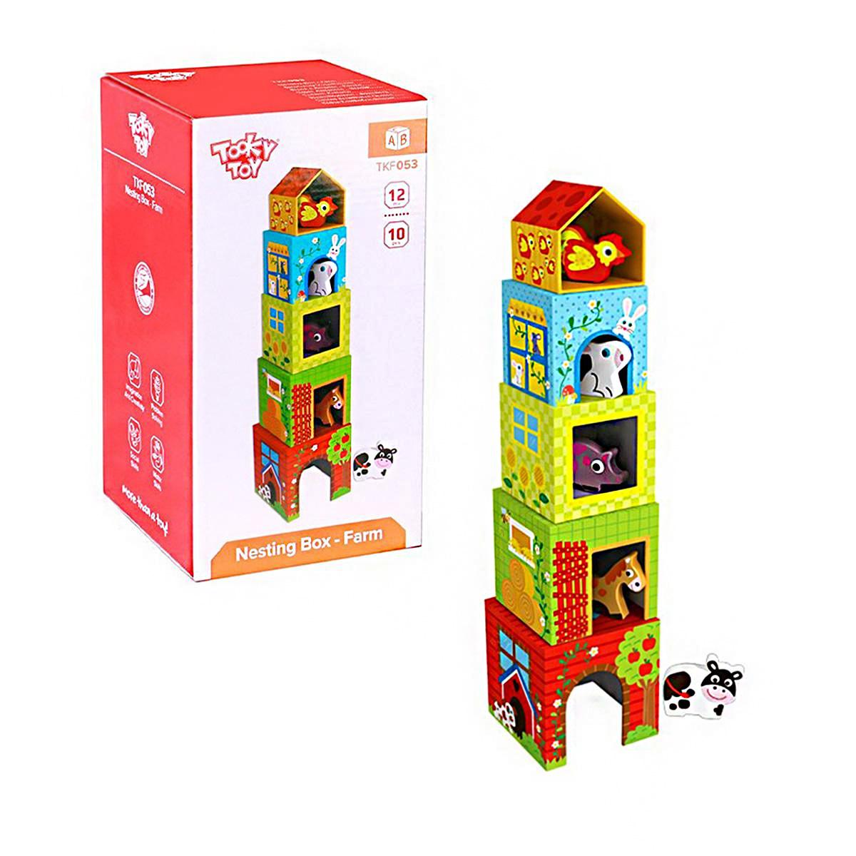 Foto 2 pulgar | Juego de Bloques Apilables de Animales Tooky Toy con 10 Piezas Nesting Boxes