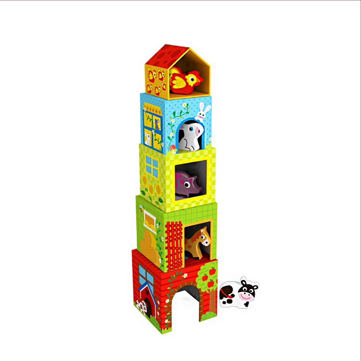 Foto 3 pulgar | Juego de Bloques Apilables de Animales Tooky Toy con 10 Piezas Nesting Boxes