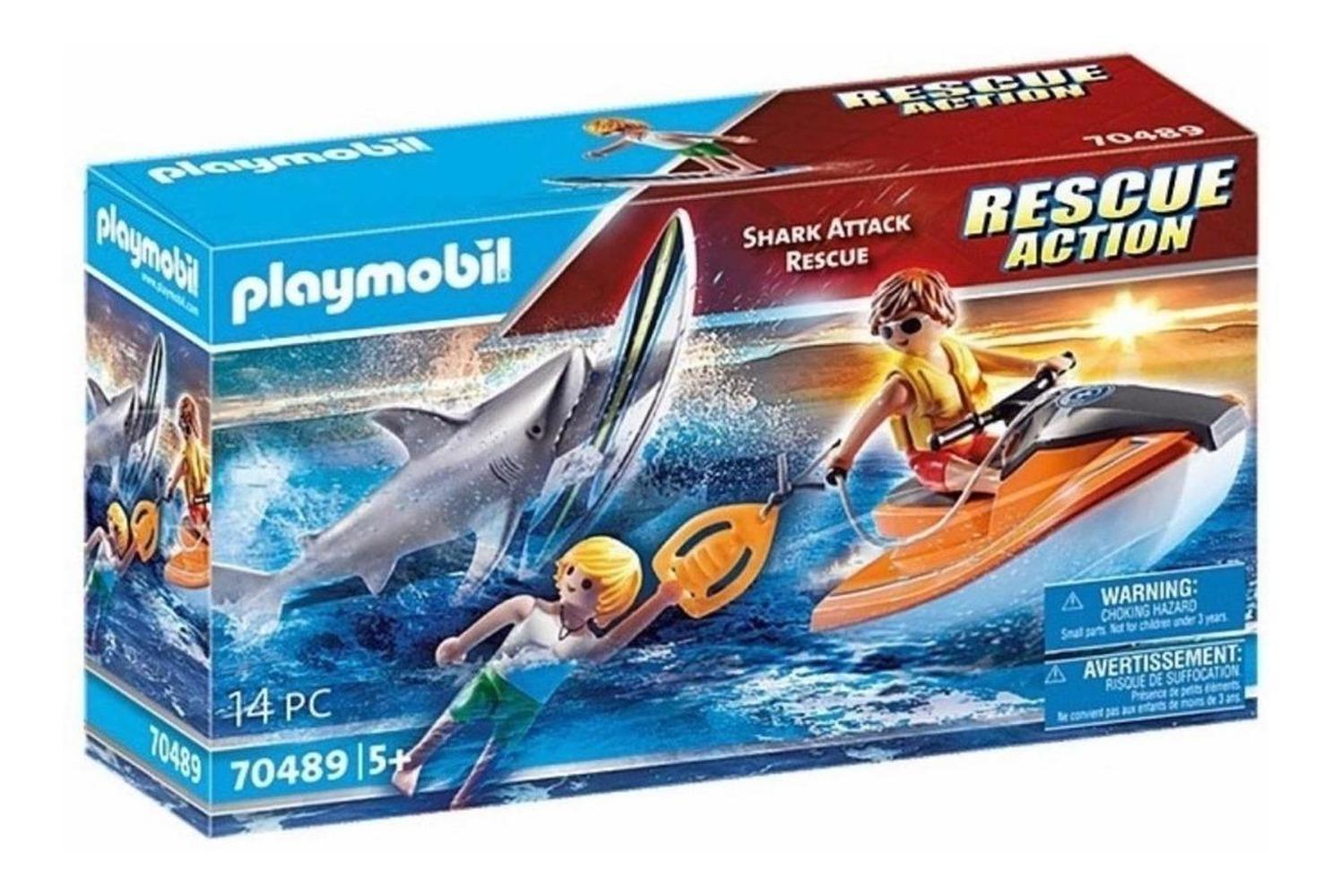 Set Playmobil 70489 Ataque de Tiburón y Moto Acuática 14 PZAS