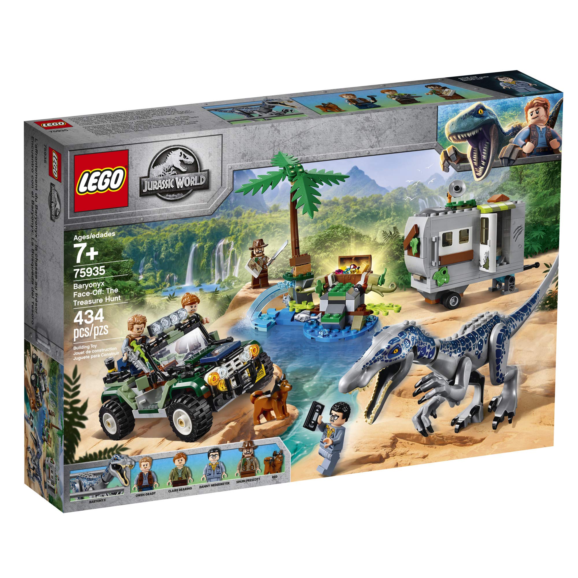 Foto 3 pulgar | Venta Internacional - Lego Jurassic World Baryonyx Face Off Treasure Hunt 434 Piezas