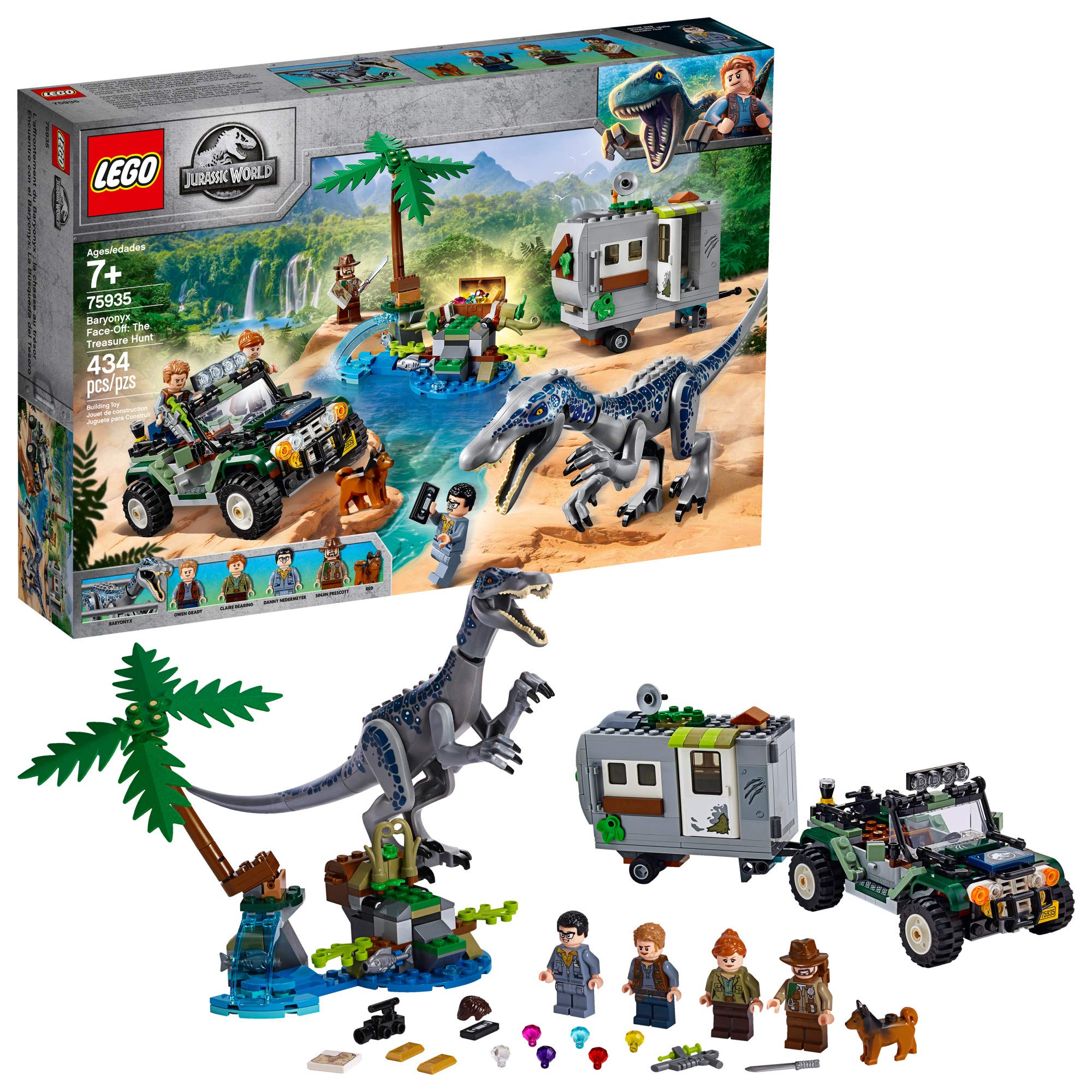 Foto 5 pulgar | Venta Internacional - Lego Jurassic World Baryonyx Face Off Treasure Hunt 434 Piezas