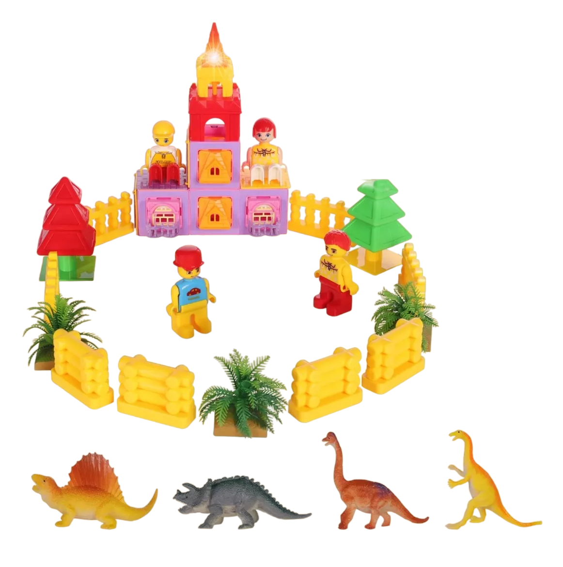 Bloque De Construcción Magnéticos Dinosaurios Castillo Niños, Amarillo