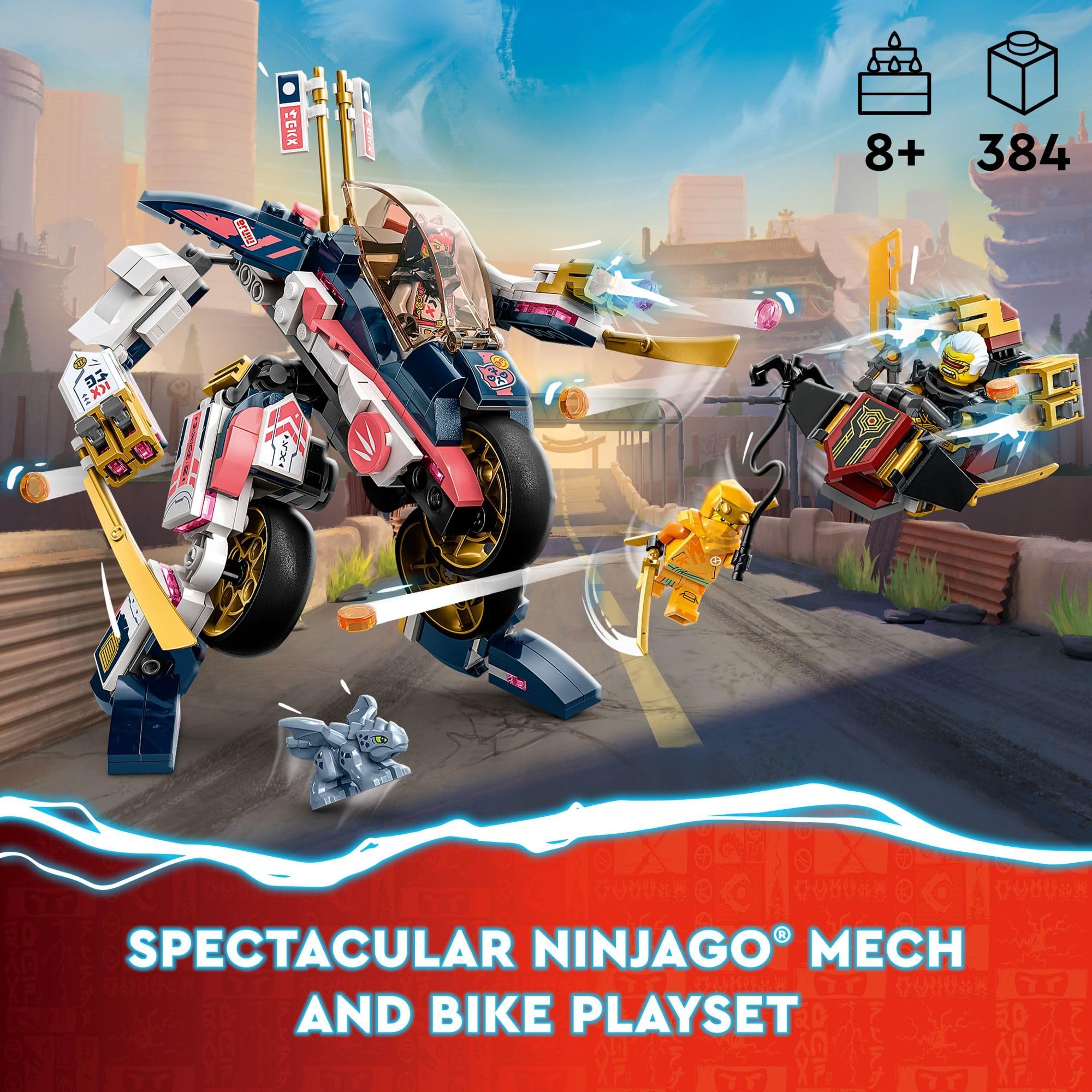 Foto 3 pulgar | Venta Internacional - Lego Ninjago Sora's Transforming Mech Bike Racer 71792 Ninja