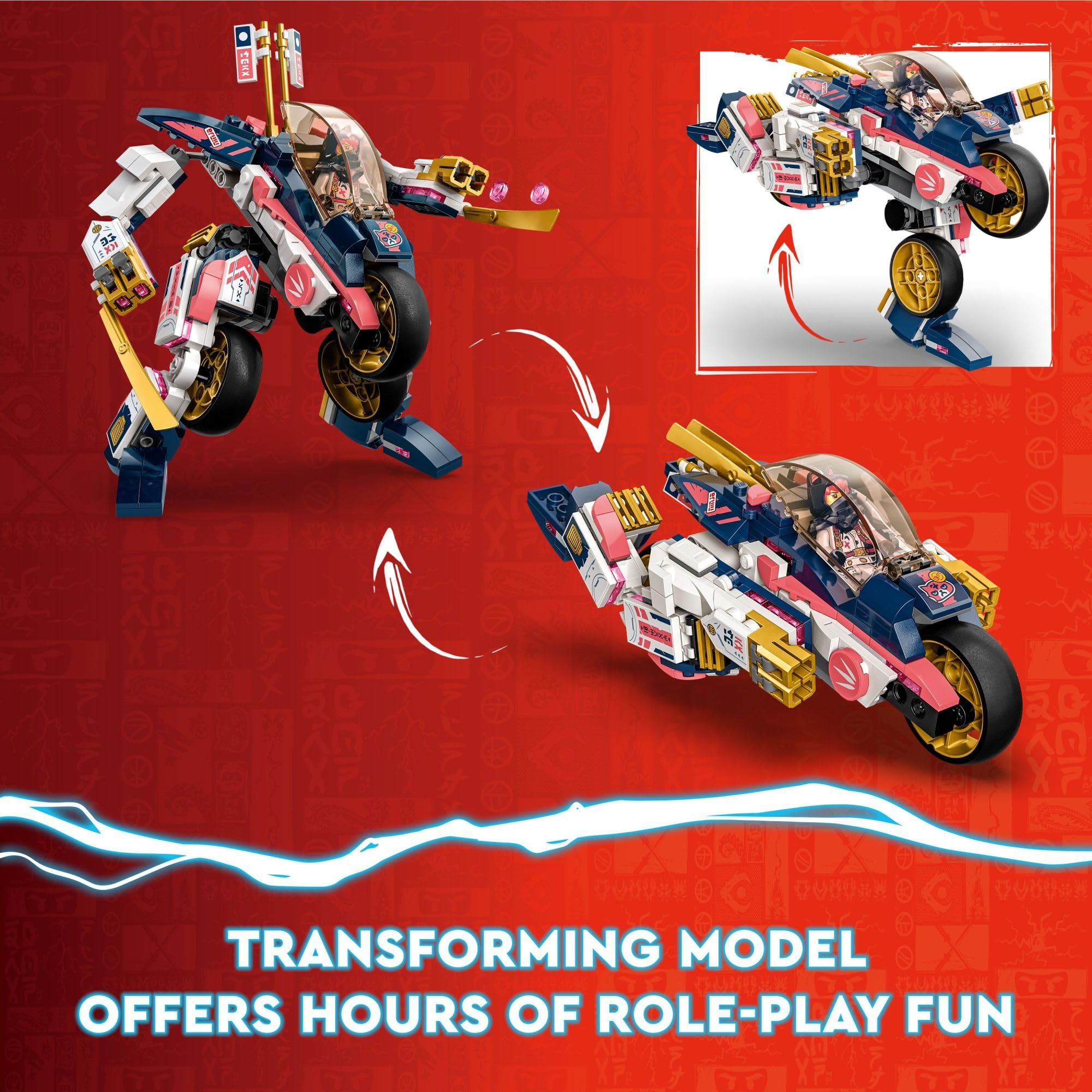 Foto 6 pulgar | Venta Internacional - Lego Ninjago Sora's Transforming Mech Bike Racer 71792 Ninja