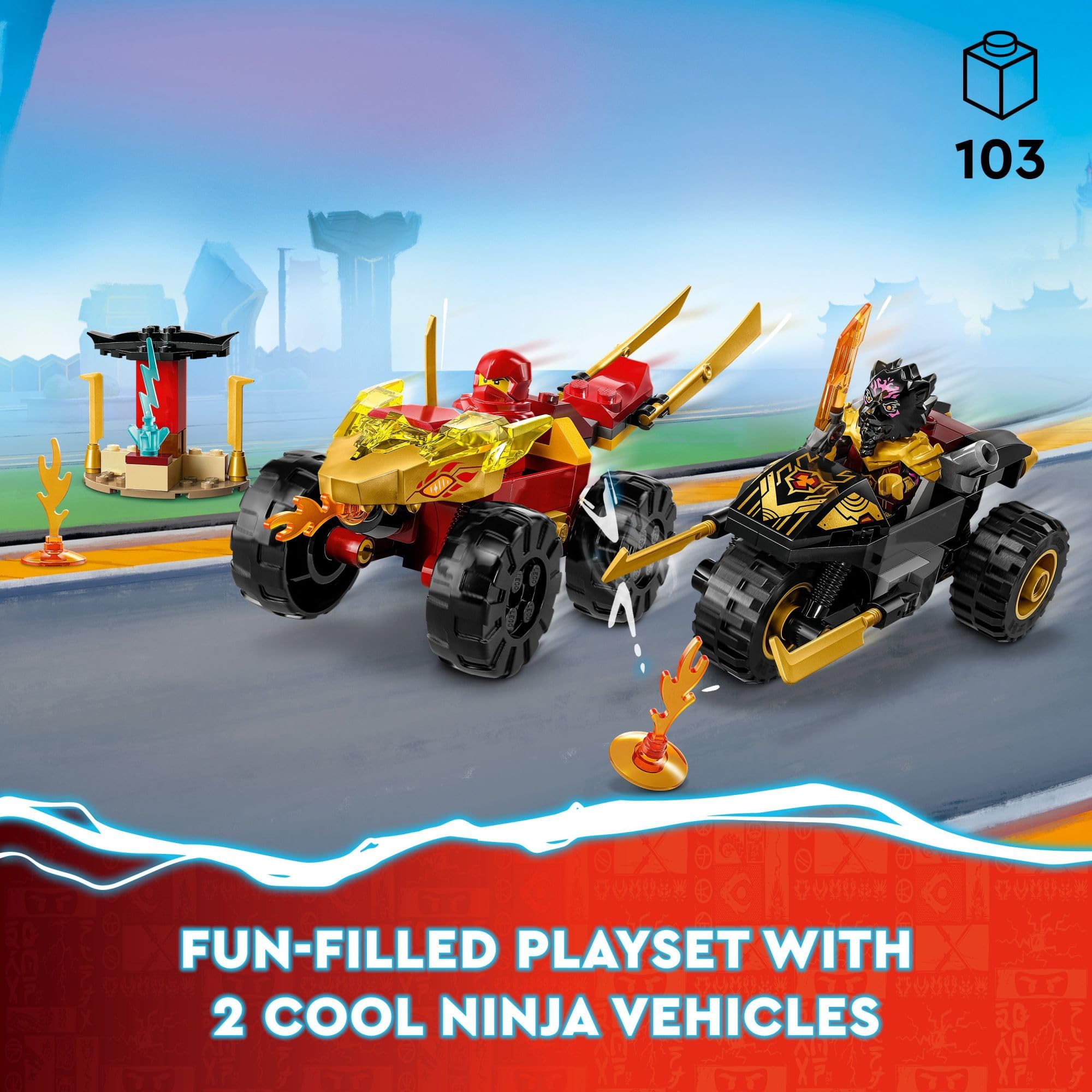 Foto 3 pulgar | Venta Internacional - Set De Juguetes De Construcción Lego Ninjago Kai And Ras Para Coche Y Bicicleta