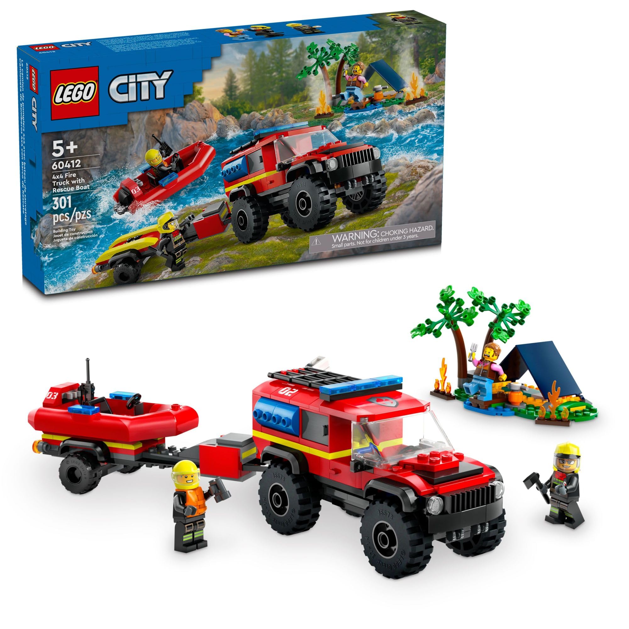 Foto 2 pulgar | Venta Internacional - Camión De Bomberos Lego City 4x4 De Juguete Con Bote De Rescate Para Niños Mayores De 5 Años