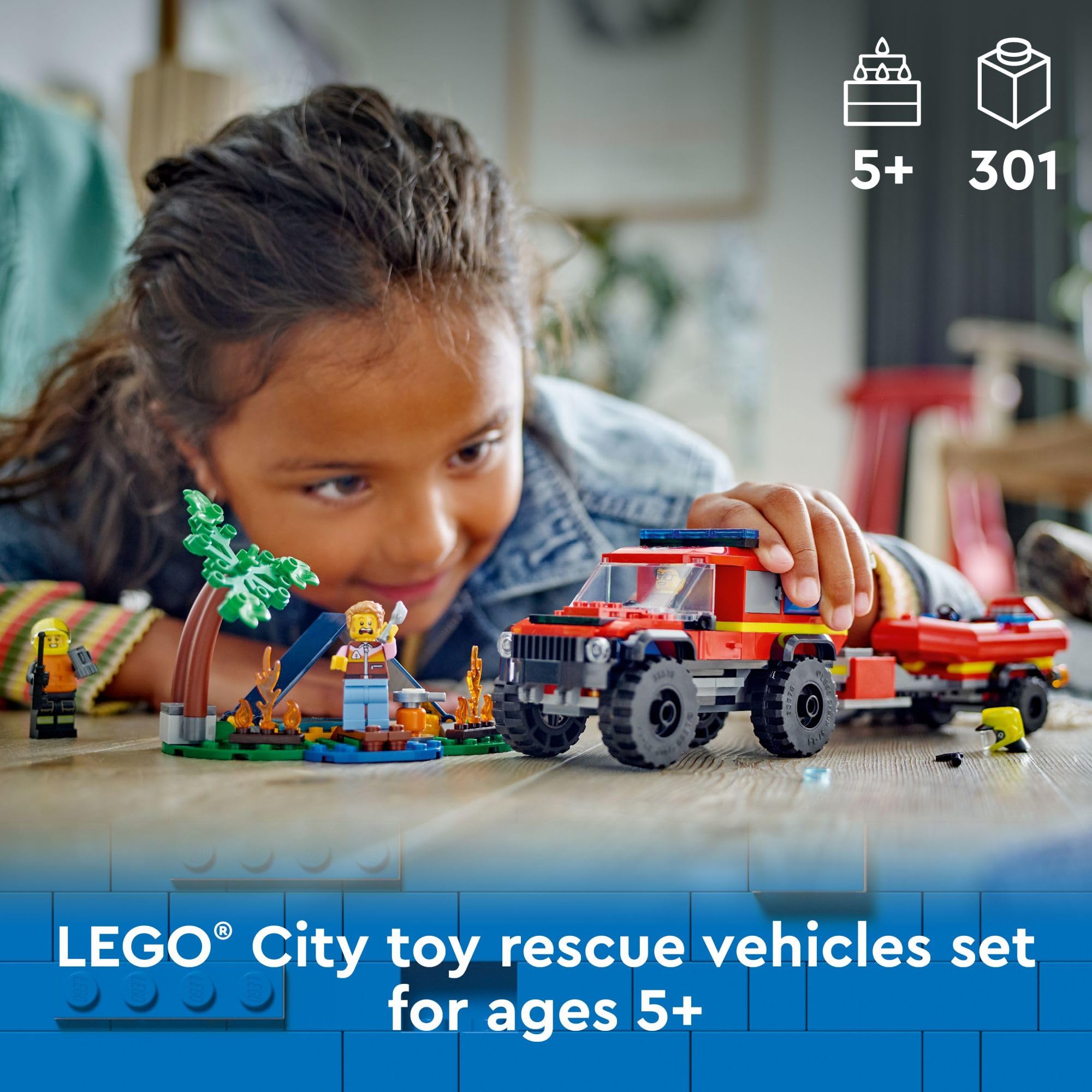 Foto 3 pulgar | Venta Internacional - Camión De Bomberos Lego City 4x4 De Juguete Con Bote De Rescate Para Niños Mayores De 5 Años