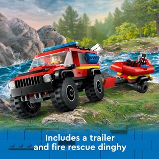 Foto 4 | Venta Internacional - Camión De Bomberos Lego City 4x4 De Juguete Con Bote De Rescate Para Niños Mayores De 5 Años