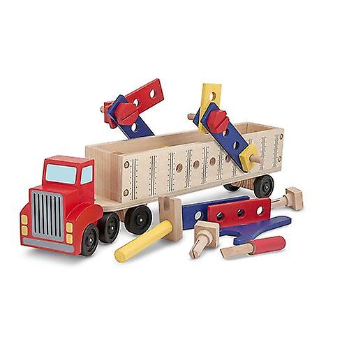 Foto 2 pulgar | Venta Internacional - Set De Construcción Melissa & Doug Wooden Big Rig Truck Para Más De 3 Años