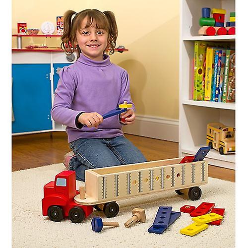 Foto 5 pulgar | Venta Internacional - Set De Construcción Melissa & Doug Wooden Big Rig Truck Para Más De 3 Años