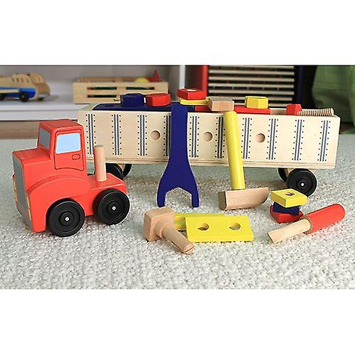 Foto 6 pulgar | Venta Internacional - Set De Construcción Melissa & Doug Wooden Big Rig Truck Para Más De 3 Años