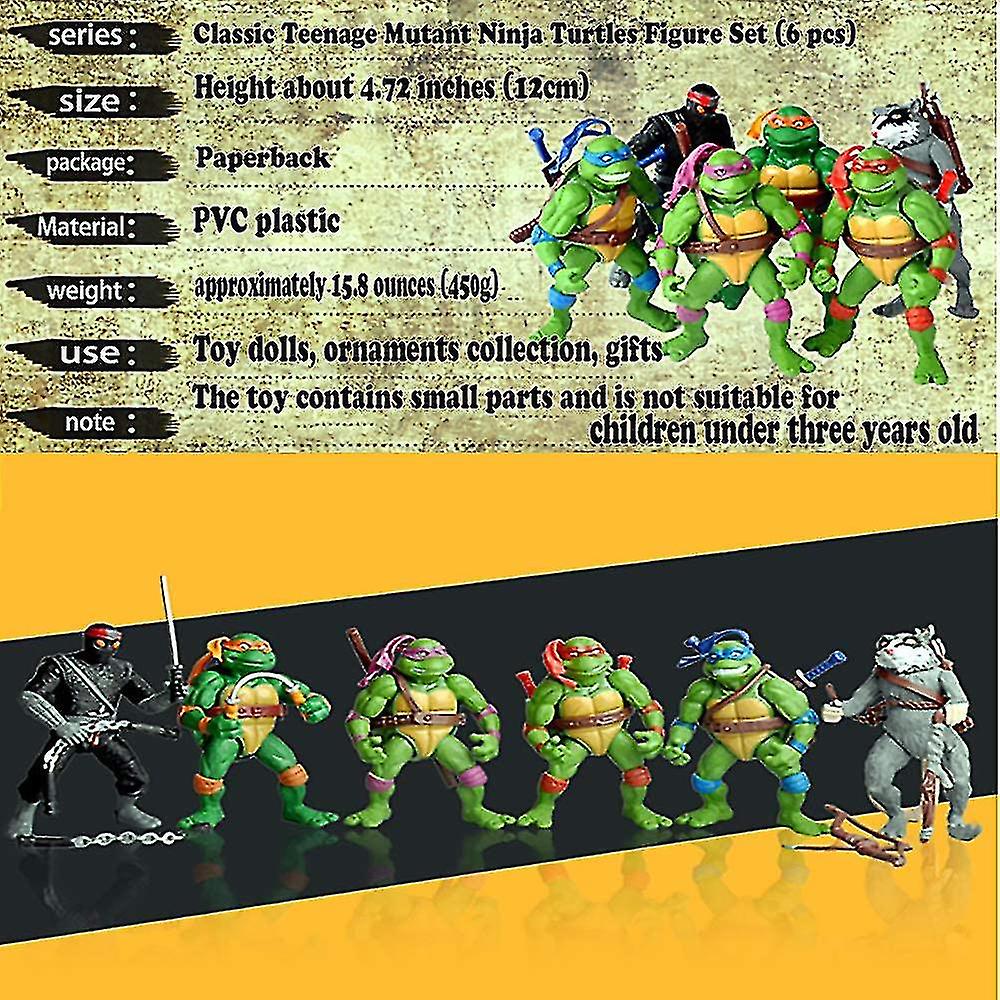 Foto 3 pulgar | Venta Internacional - Figura De Acción Para Niños, 6 Unidades Por Bolsa, Lovely Turtles, 12 Cm De Altura