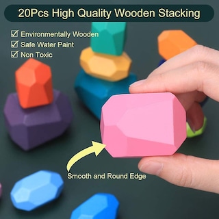 Foto 2 | Venta Internacional - Juego De Juguetes Educativos De Madera Apilables Y Piedras De Equilibrio