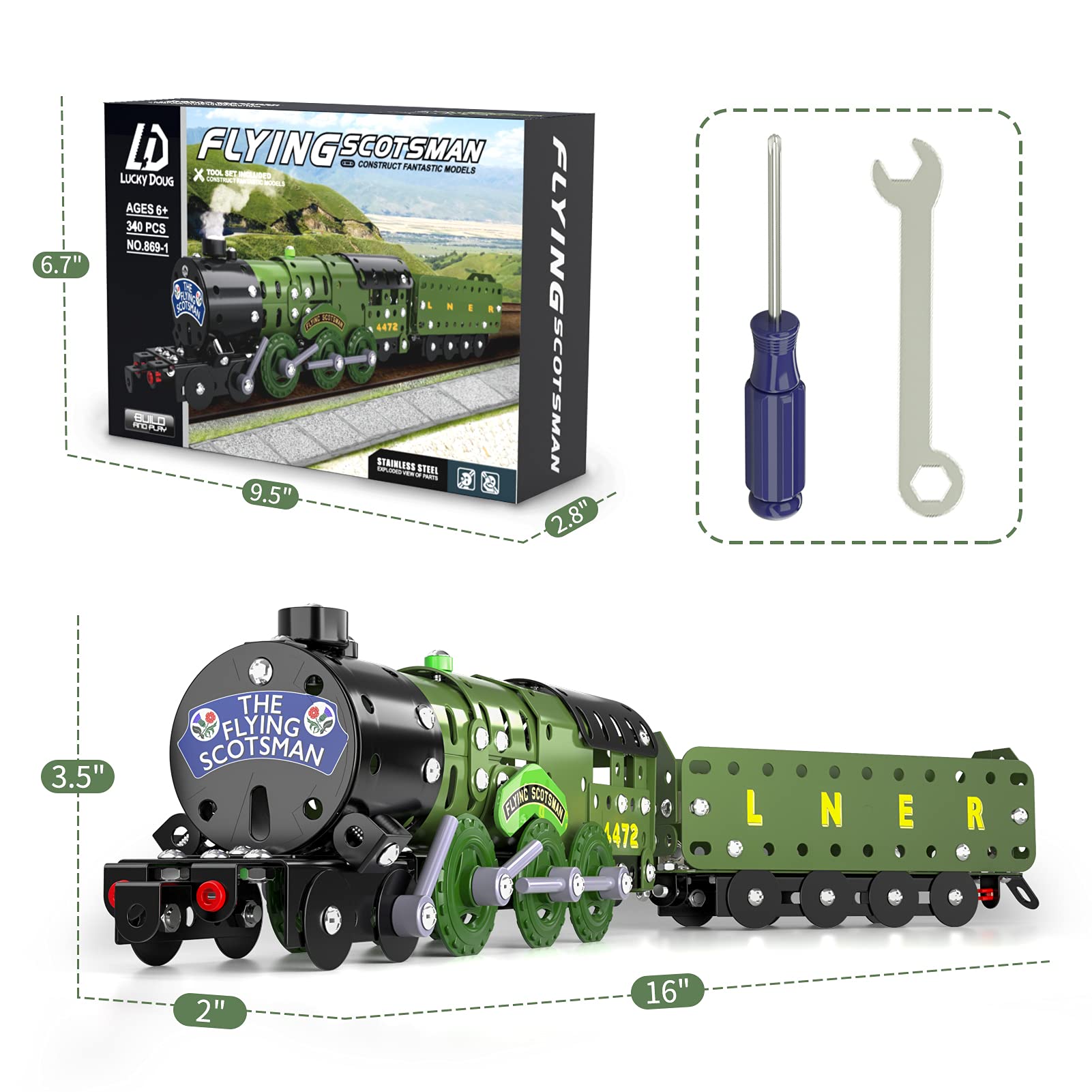 Foto 7 pulgar | Venta Internacional - Set De Maquetas De Tren Lucky Doug Retro Stem 340 Piezas Para Niños De 8 A 12 Años