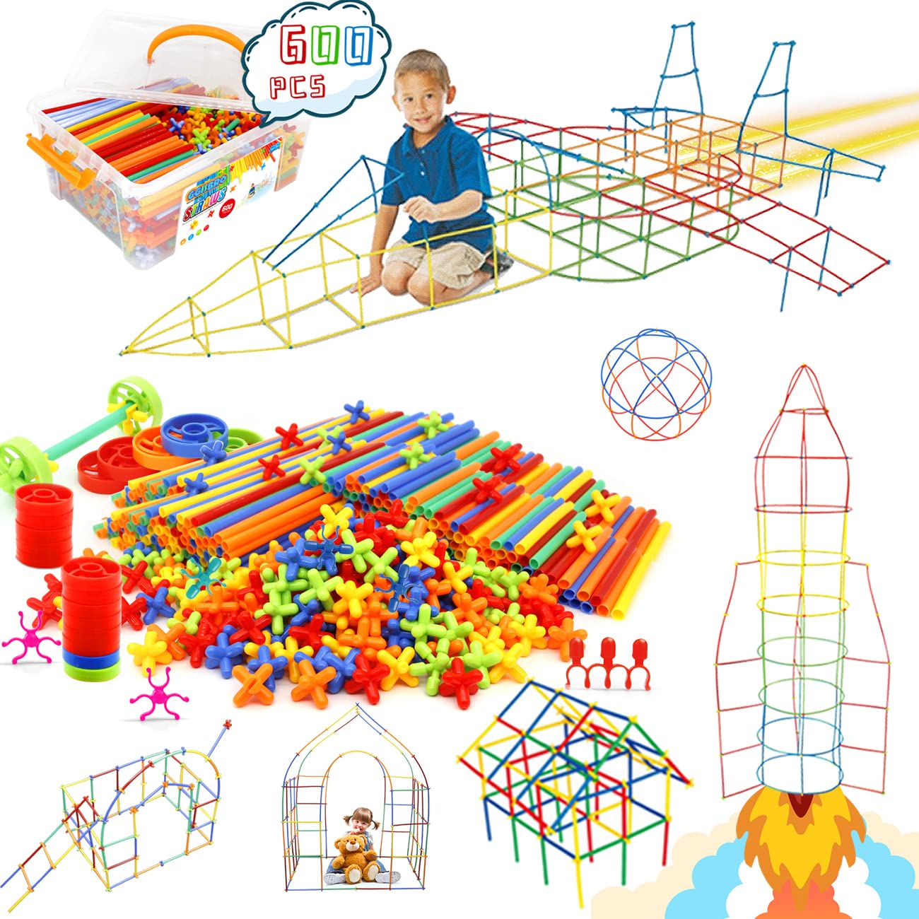 Foto 1 | Venta Internacional - Juguete De Construcción Giibro Straw Constructor, 600 Unidades, Para Niños De 3 A 7 Años