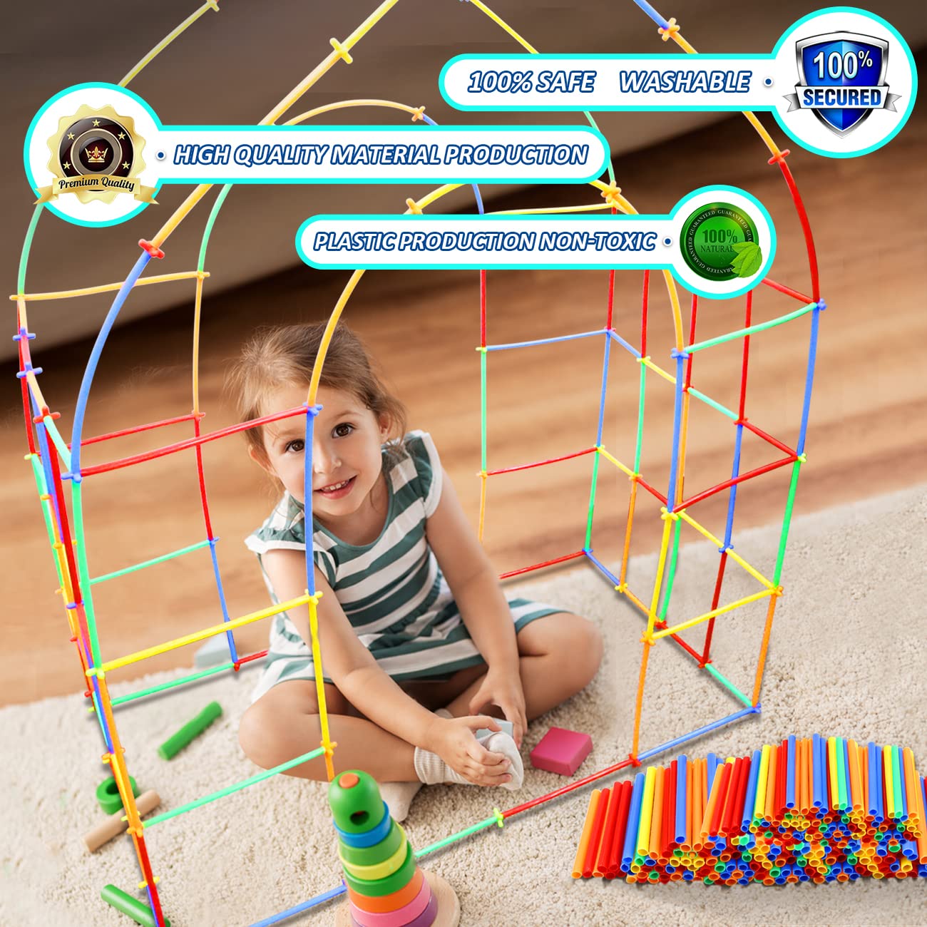 Foto 5 | Venta Internacional - Juguete De Construcción Giibro Straw Constructor, 600 Unidades, Para Niños De 3 A 7 Años