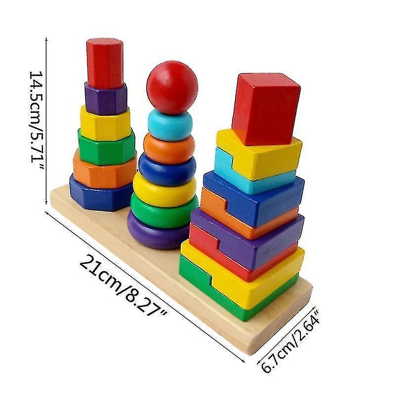 Foto 3 pulgar | Venta Internacional - Set De Juguetes Educativos Building Blocks Three Pillar Rainbow