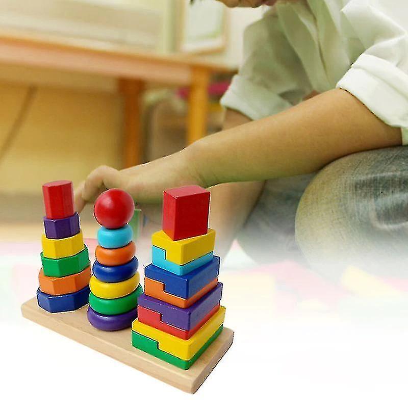 Foto 4 pulgar | Venta Internacional - Set De Juguetes Educativos Building Blocks Three Pillar Rainbow