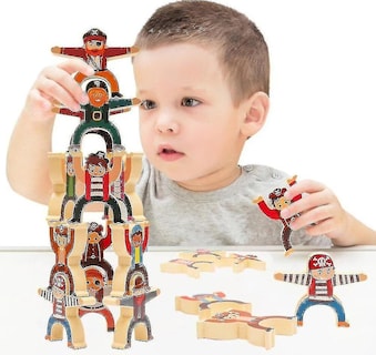 Foto 3 | Venta Internacional - Bloques De Construcción Happy Pirates Balance Jenga Wood, 12 Piezas