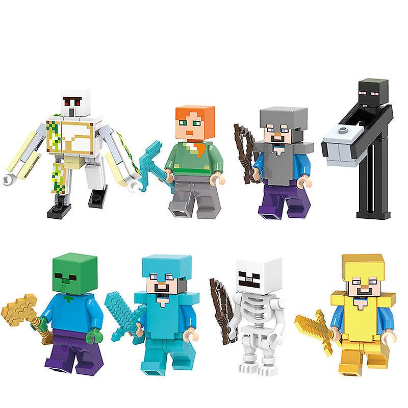 Foto 2 pulgar | Venta Internacional - Set De Minifiguras, Colección De Figuras De Acción De Juguete Minecraft, 8 Piezas