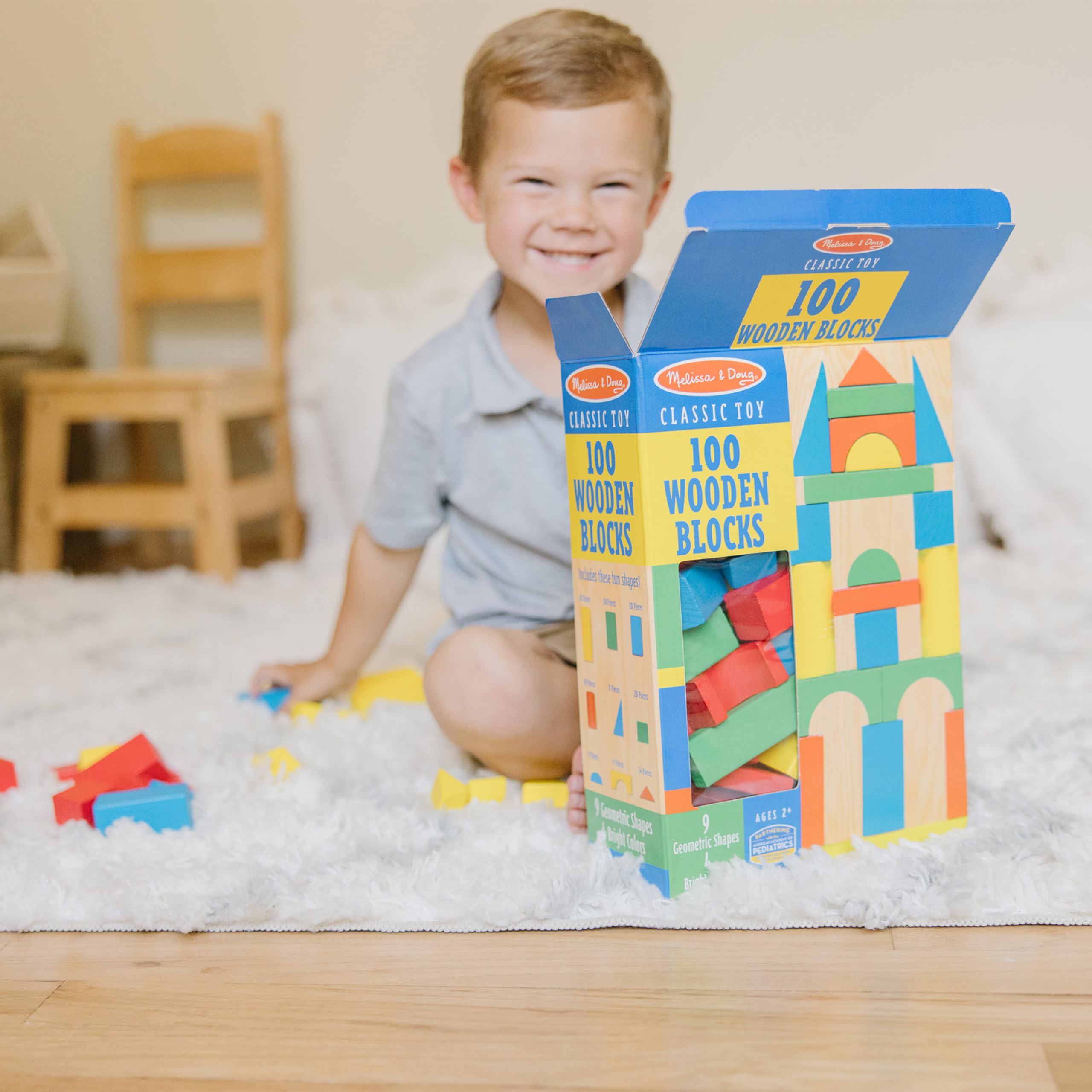 Foto 5 | Set De Construcción Melissa & Doug, 100 Bloques, 4 Colores Y 9 Formas - Venta Internacional.
