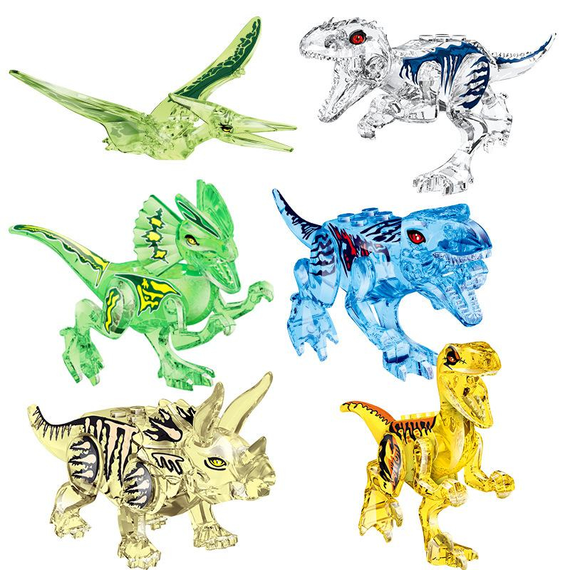 Bloques De Construcción, Juguetes, Dinosaurios De Cristal Jurásico, 6 Unidades - Venta Internacional.