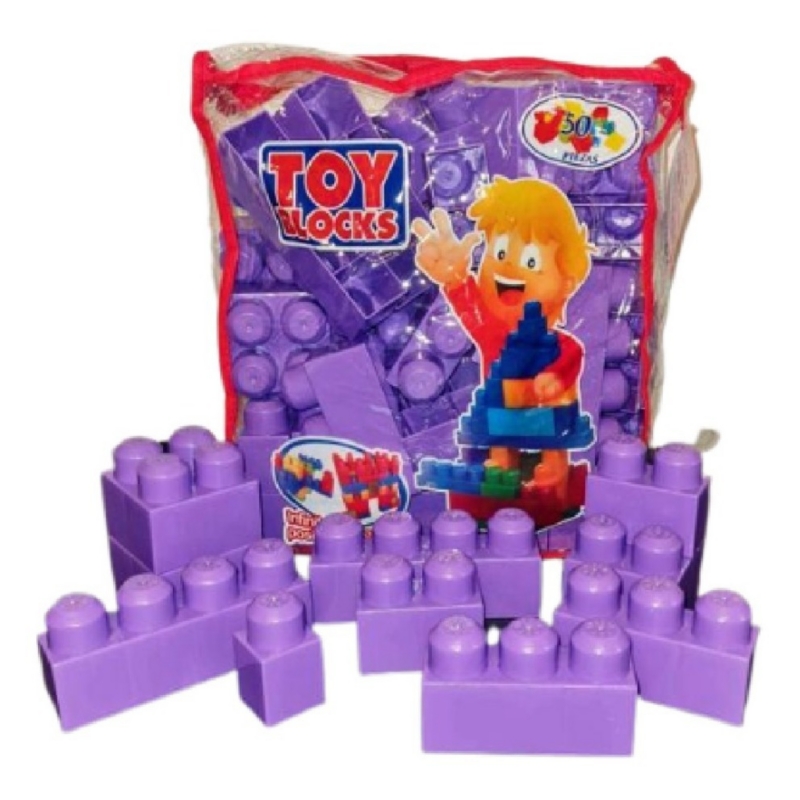 Mega Blocks, 50 Unidades, Fabulosos Bloques Armables Chilenos, Color Morado - Venta Internacional.