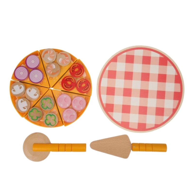 Juego De Pizza De Madera De 27 Piezas Para Niños Mayores De 3 Años Con Comida - Venta Internacional.