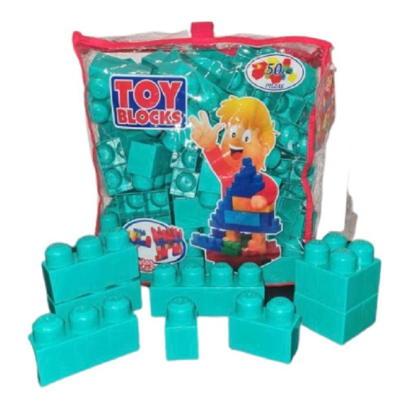 Mega Blocks Chilean Fab Armable Bloques, 50 Unidades, Color Turquesa - Venta Internacional.