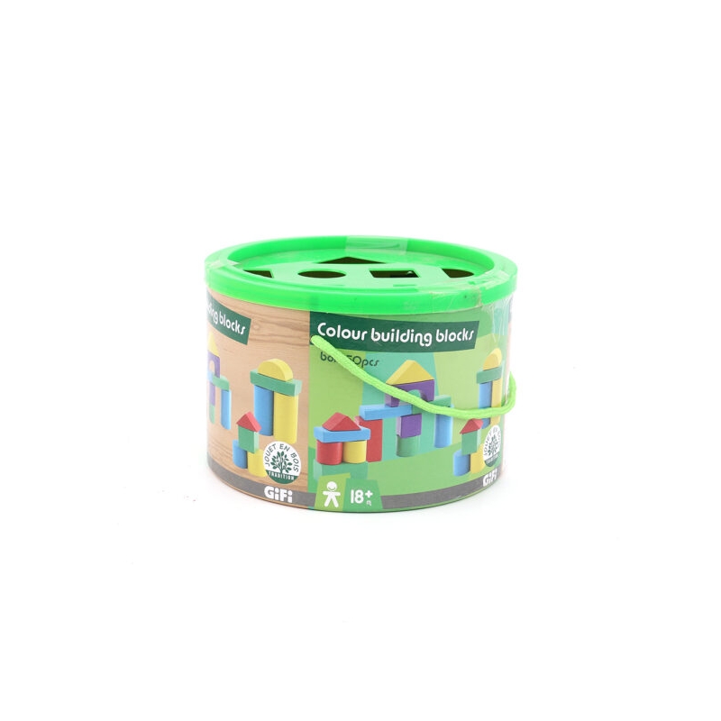 Foto 3 pulgar | Cubo Con 50 Bloques De Madera Para Niños Mayores De 3 Años - Venta Internacional.