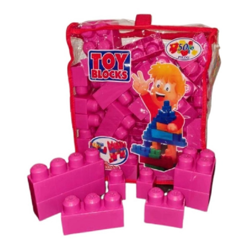 Bloques De Construcción Mega Blocks, 50 Unidades, Color Fucsia - Venta Internacional.