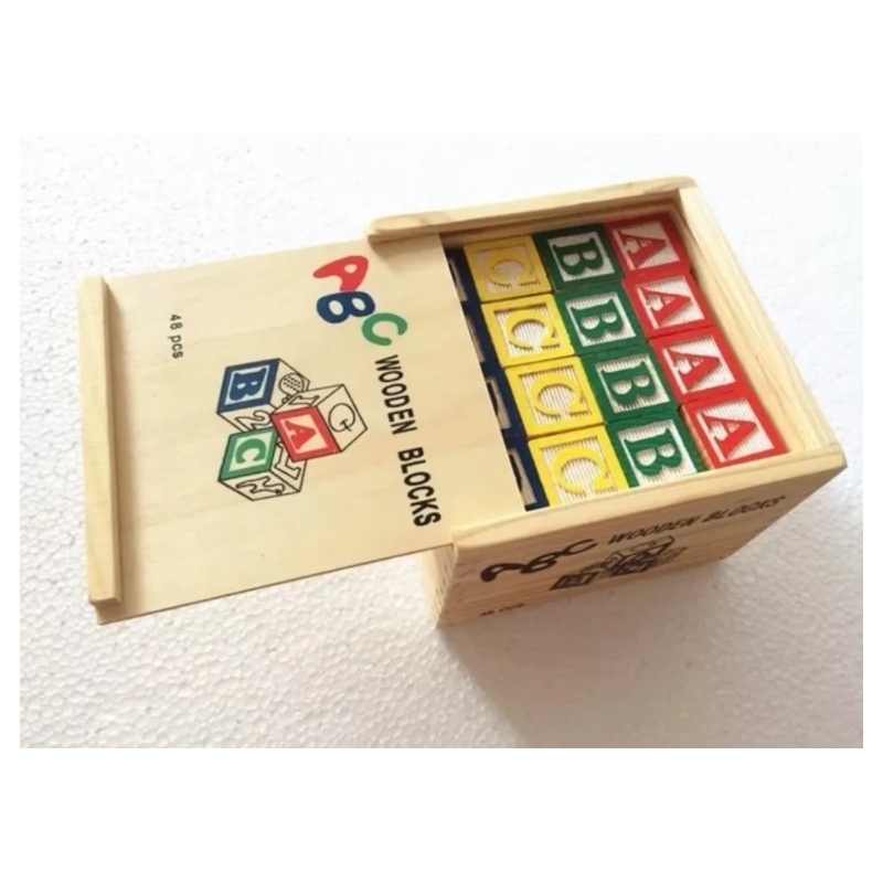 Foto 2 | Juguete Didáctico Con Letras Y Números En Forma De Cubo De Madera, 48 Piezas - Venta Internacional.