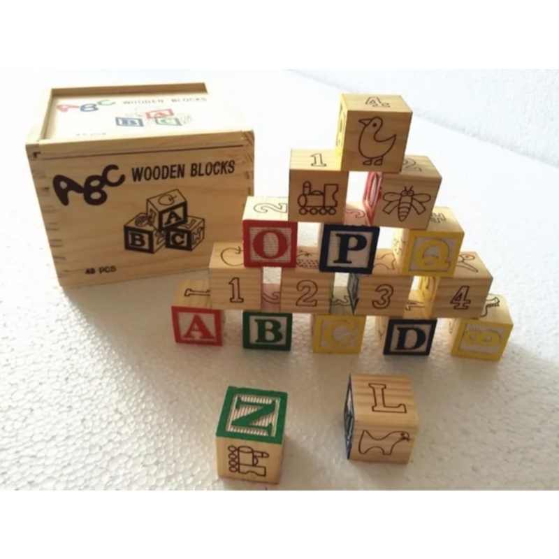 Foto 5 | Juguete Didáctico Con Letras Y Números En Forma De Cubo De Madera, 48 Piezas - Venta Internacional.