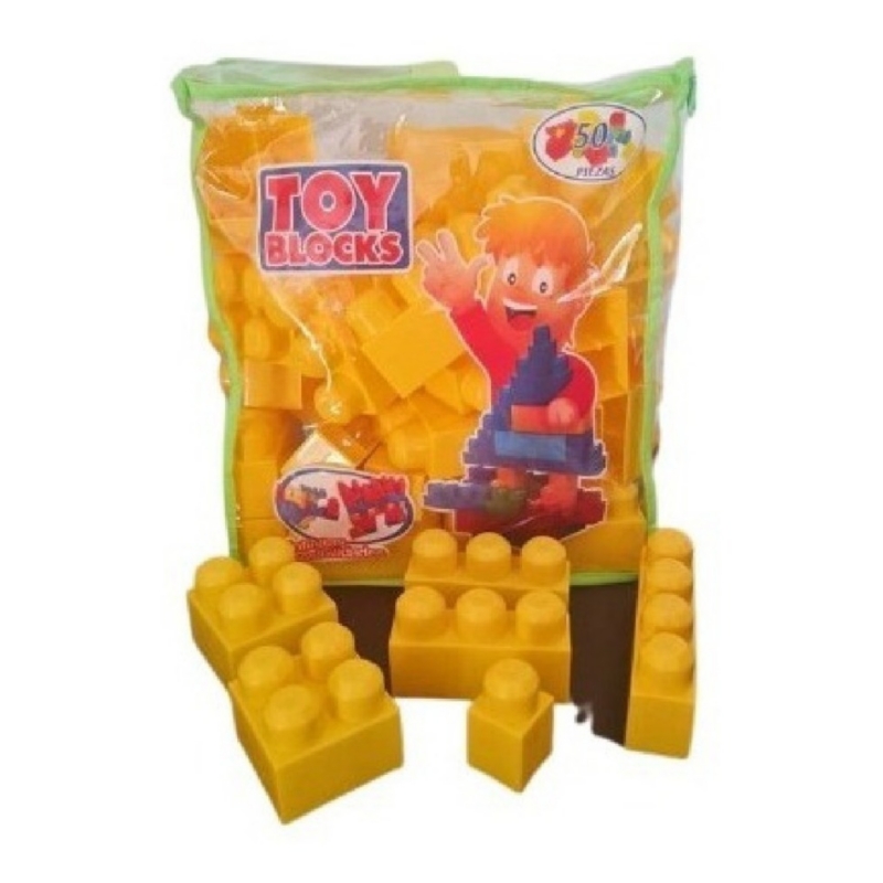 Bloques De Construcción Mega Blocks Armables, 50 Unidades, Color Amarillo - Venta Internacional.