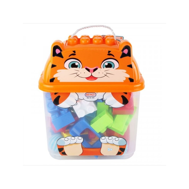 Bloques De Construcción Para Niños Tiger, 125 Piezas Con Balde - Venta Internacional.