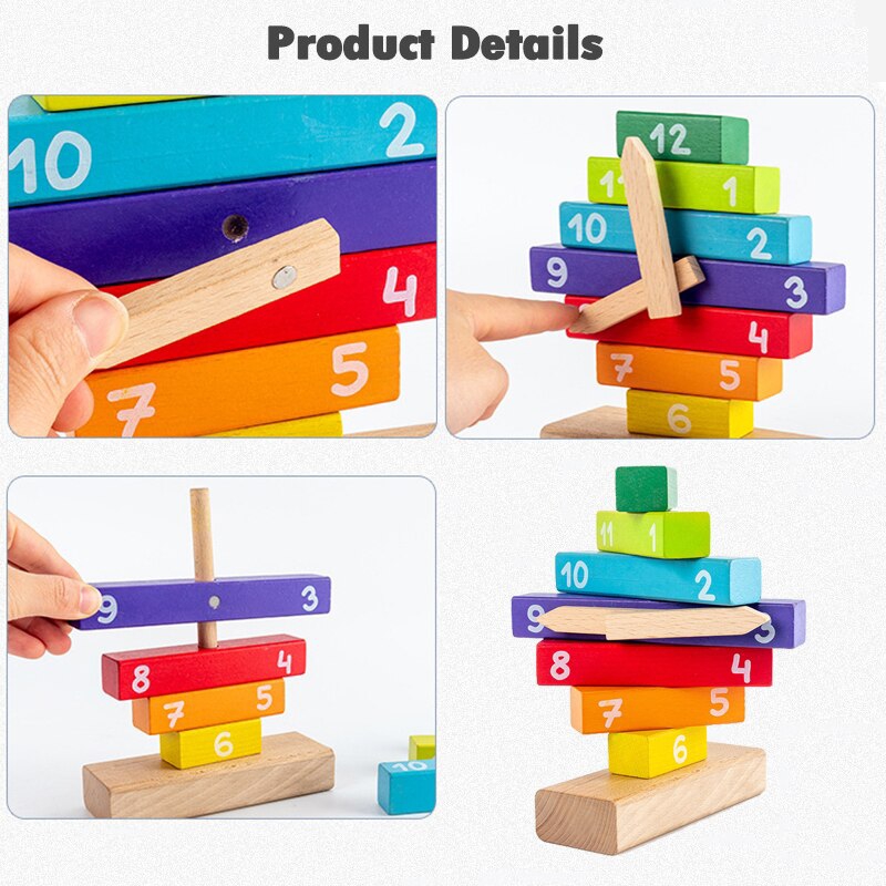 Reloj De Madera Con Forma De Rompecabezas, Bloques Apilables, Didácticos, Montessori - Venta Internacional.