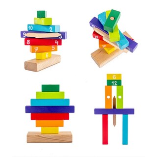 Foto 3 | Reloj De Madera Con Forma De Rompecabezas, Bloques Apilables, Didácticos, Montessori - Venta Internacional.