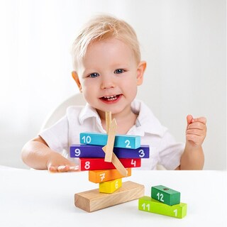 Foto 5 | Reloj De Madera Con Forma De Rompecabezas, Bloques Apilables, Didácticos, Montessori - Venta Internacional.