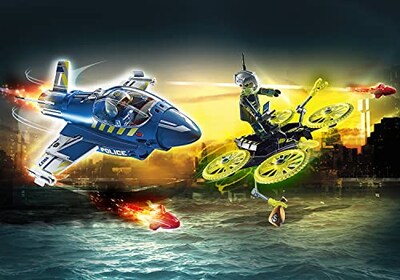 Foto 2 | Police Jet Playmobil Con Dron +5 Años - Venta Internacional.