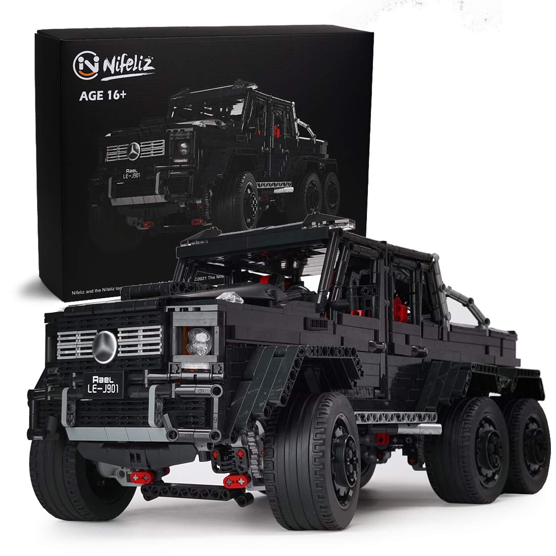 Bloques De Construcción Nifeliz Black Pickup G63 6x6 Moc A Escala 1:8 - Venta Internacional.