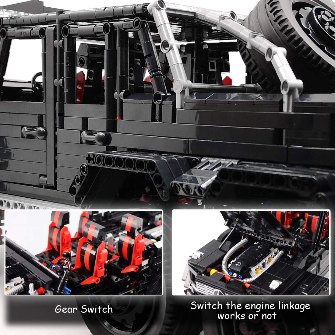 Foto 4 | Bloques De Construcción Nifeliz Black Pickup G63 6x6 Moc A Escala 1:8 - Venta Internacional.