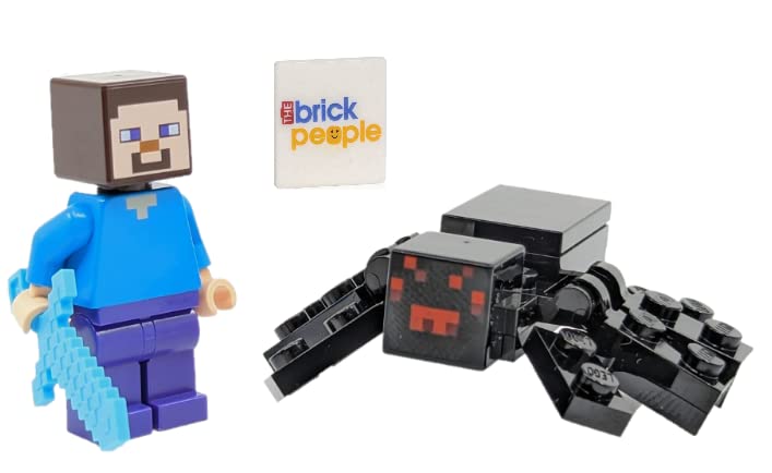 Lego Minecraft: Minifigura De Steve Con Pico Y Araña - Venta Internacional.