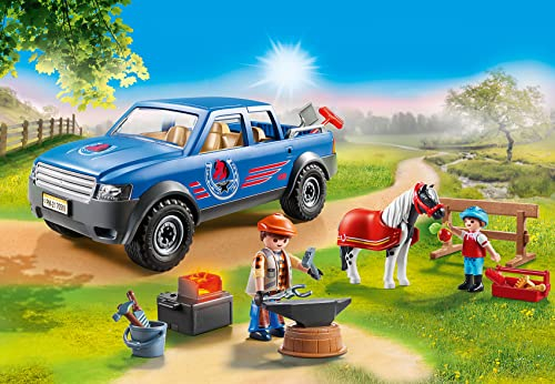 Foto 2 | Carretilla Móvil Toy Playmobil Con Camión, Forja Y Figuras - Venta Internacional.