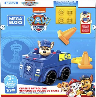 Foto 5 | Mega Bloks Paw Patrol Chase's Patrol Car, Construyendo Juguetes Para Niños Pequeños - Venta Internacional.