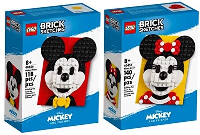 Foto 1 | Lego Brick Sketches Mickey (40456) Y Minnie Mouse (40457) - Venta Internacional.